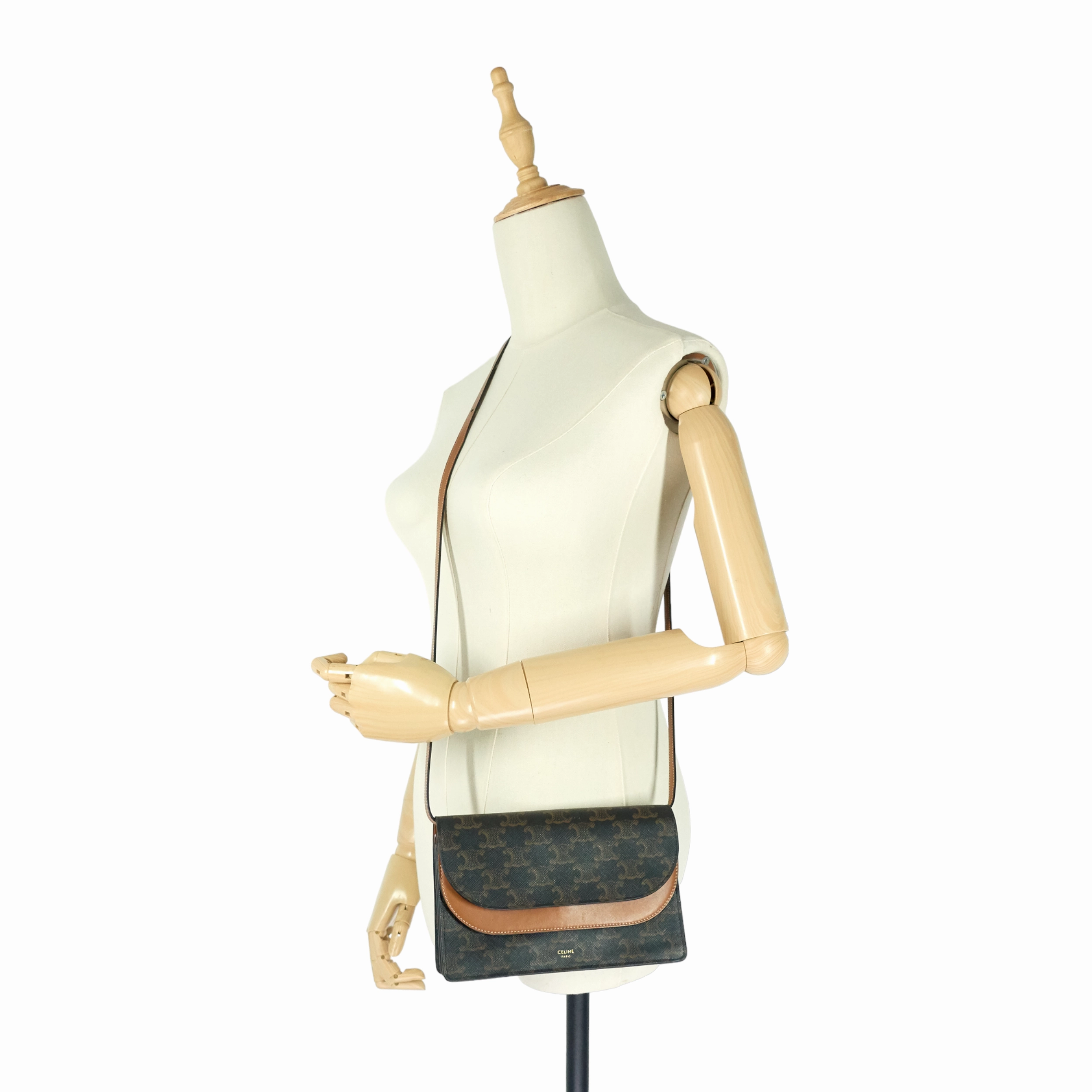 Wallet on Strap Leather and Canvas Bag