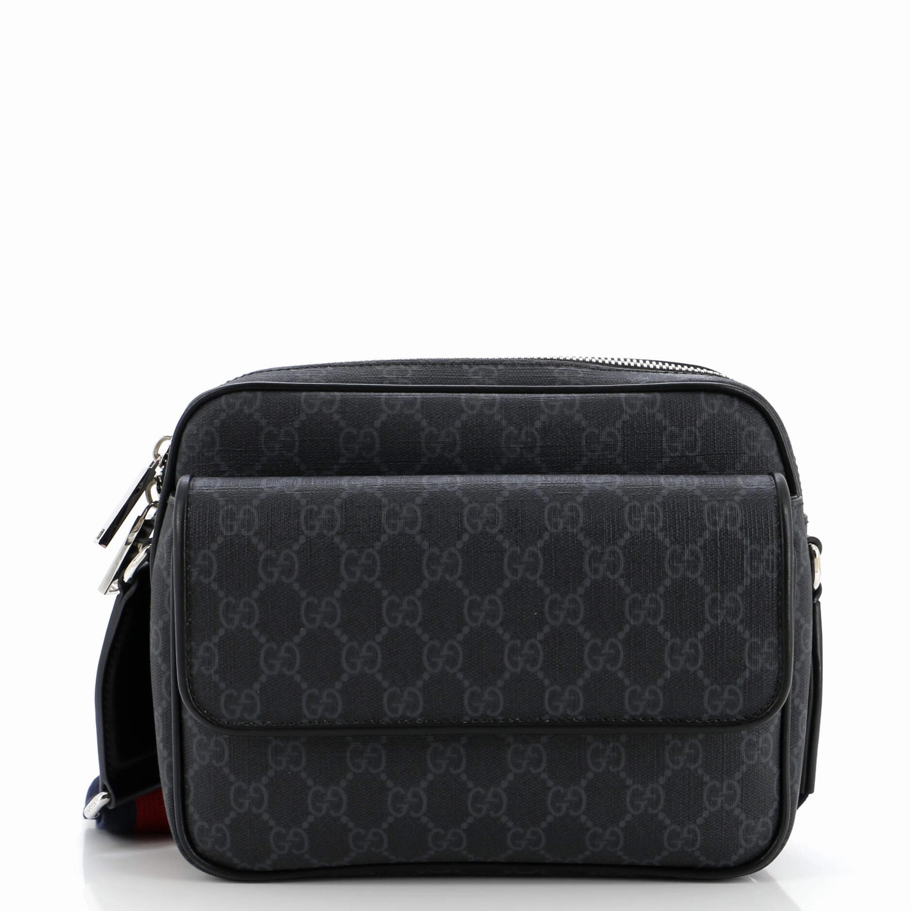 Web Strap Front Pocket Crossbody Messenger GG Coated Canvas Small