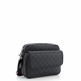Web Strap Front Pocket Crossbody Messenger GG Coated Canvas Small