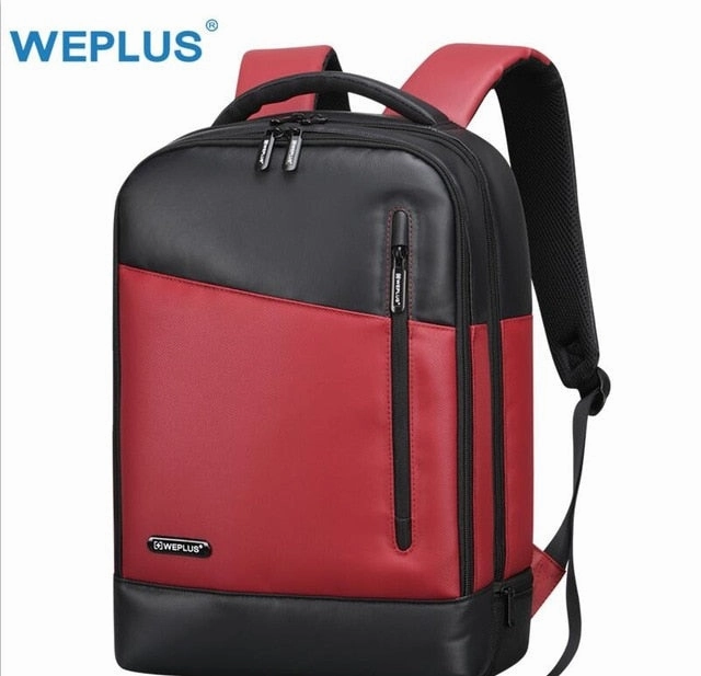 Weplus Backpack Leather 15.6 Men Backpack Inch Laptop Backpack Female Anti Theft Travel Bag