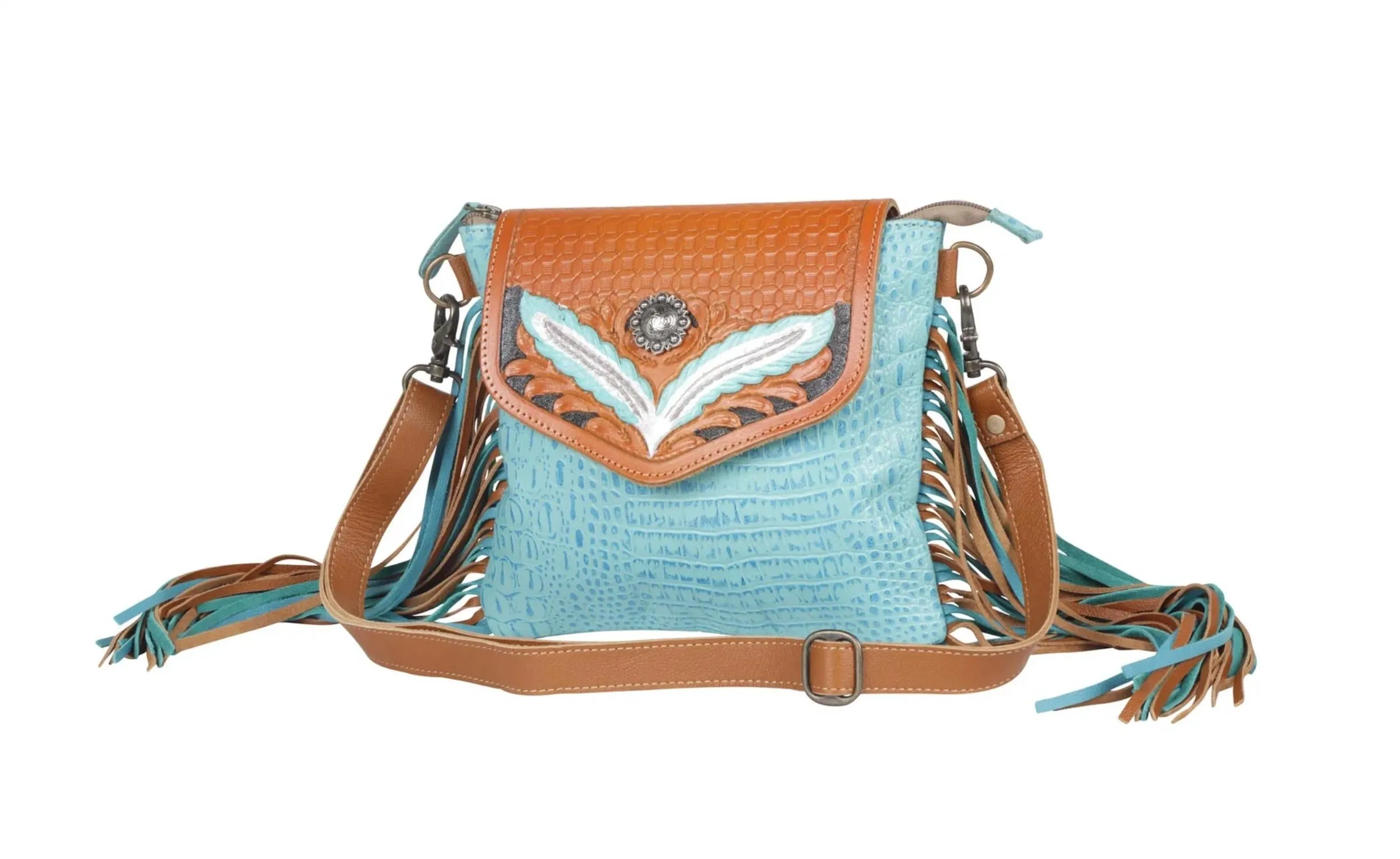 Women's Wings Hand-Tooled Bag In Blue