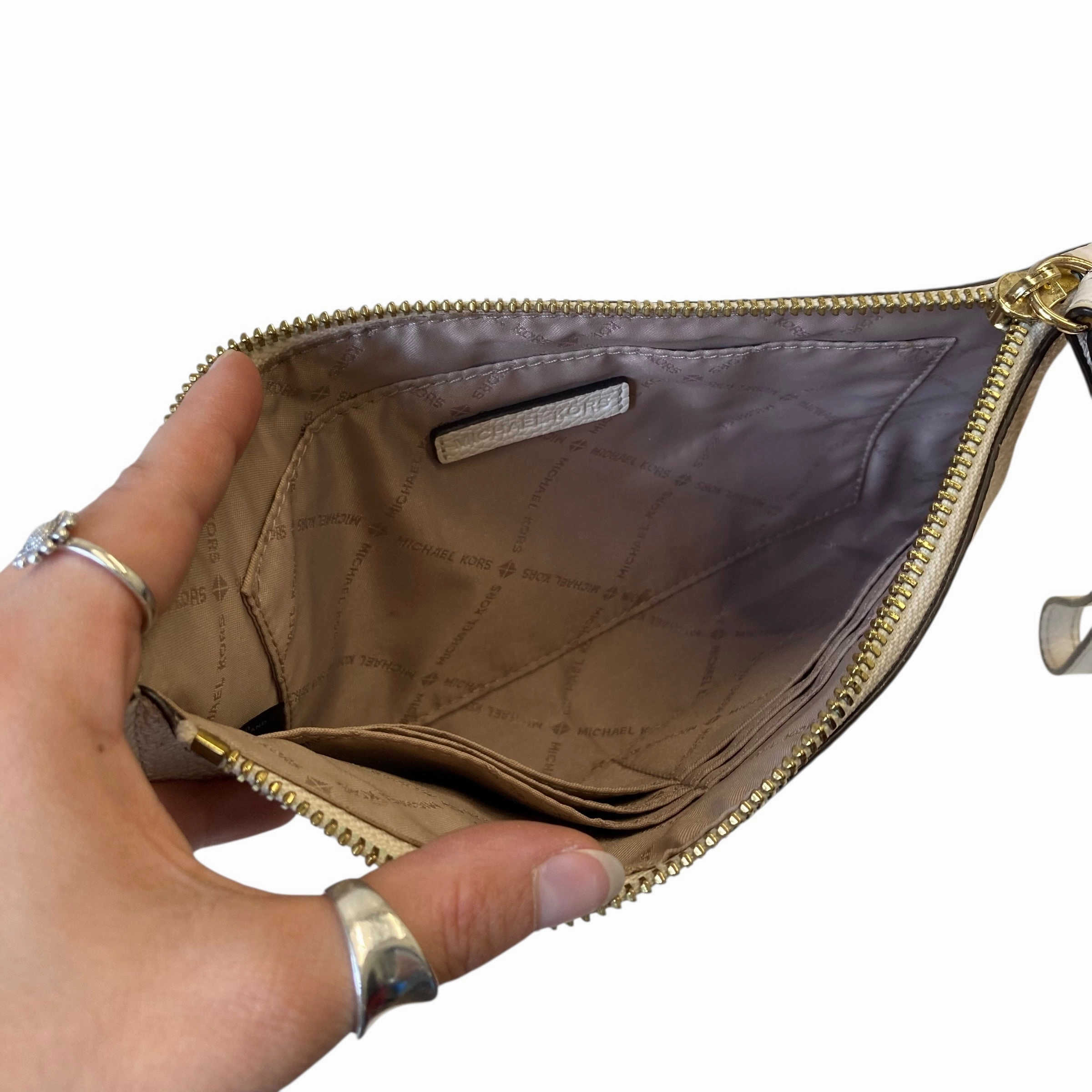 Wristlet Designer By Michael Kors In Cream, Size:Large