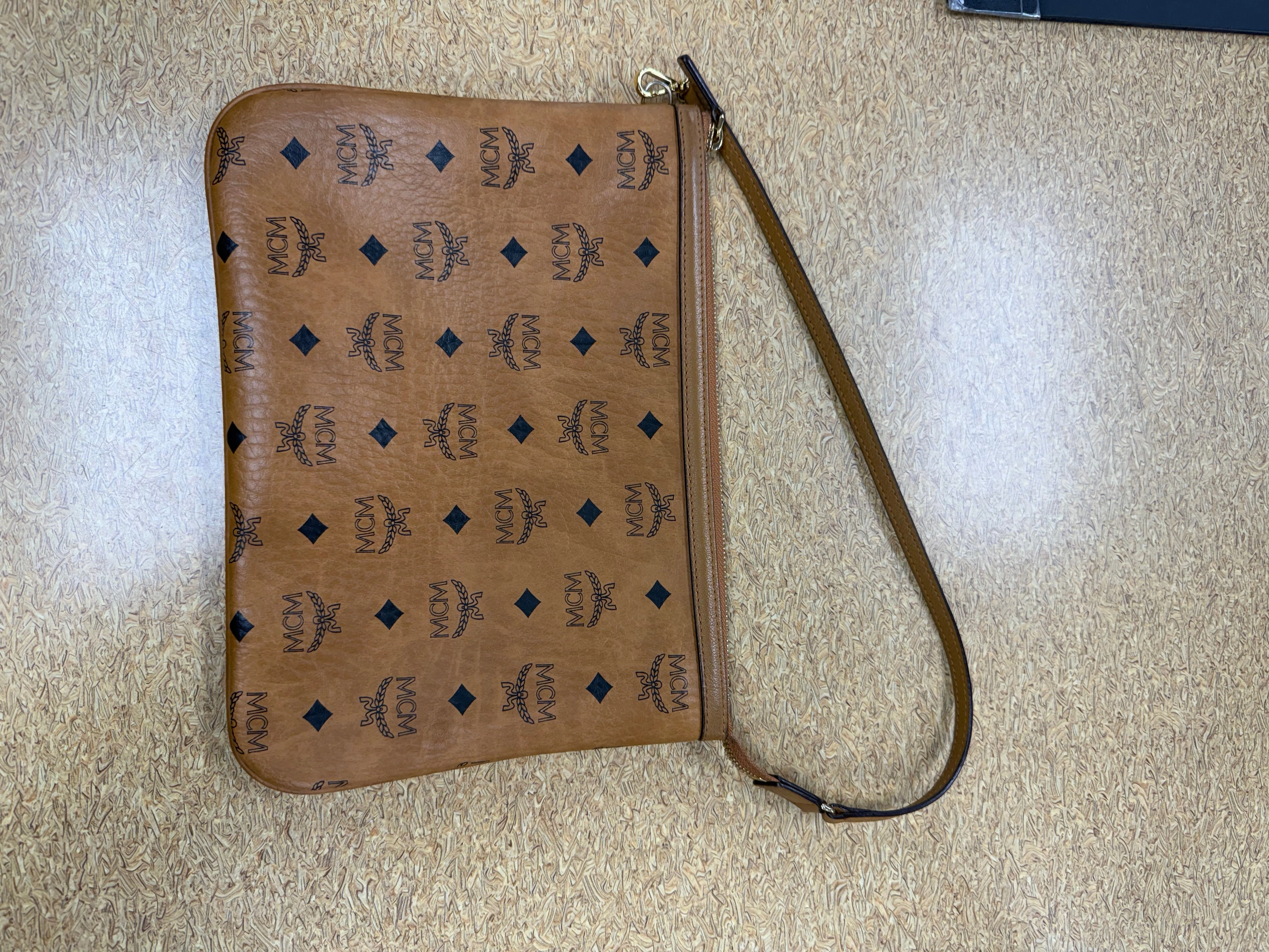 Wristlet Luxury Designer By Mcm In Brown, Size:Large