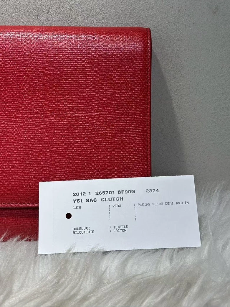 YSL Cassandre Clutch Red Leather Shoulder Bag