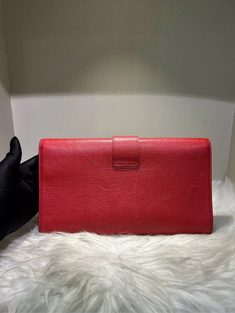 YSL Cassandre Clutch Red Leather Shoulder Bag