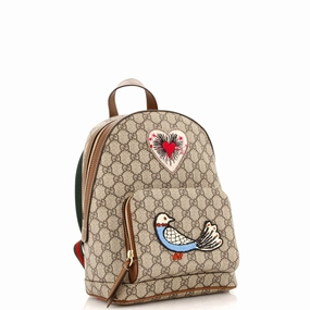 Zip Pocket Backpack Embroidered GG Coated Canvas Small