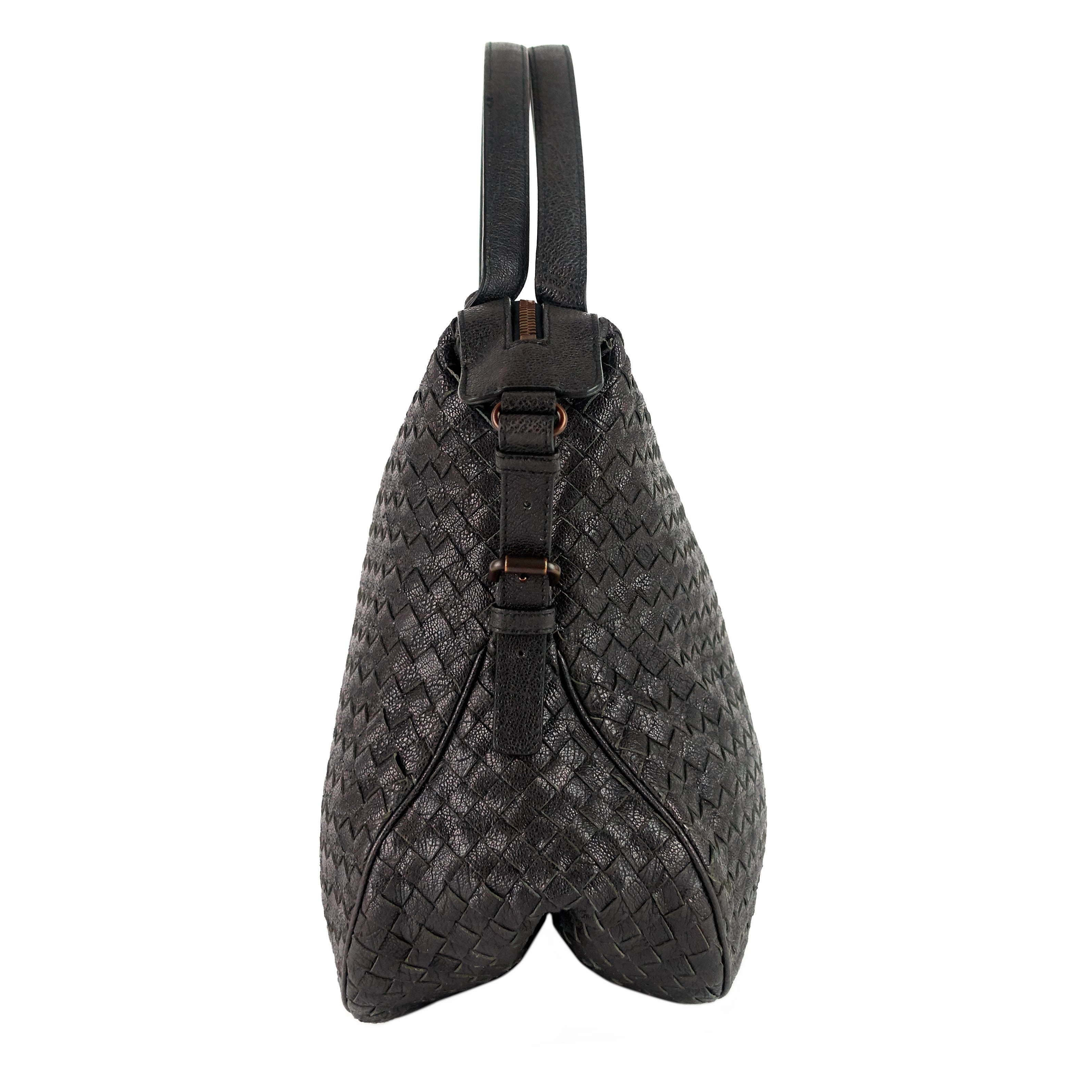 Zipped Intrecciato Nappa Leather Hobo Bag