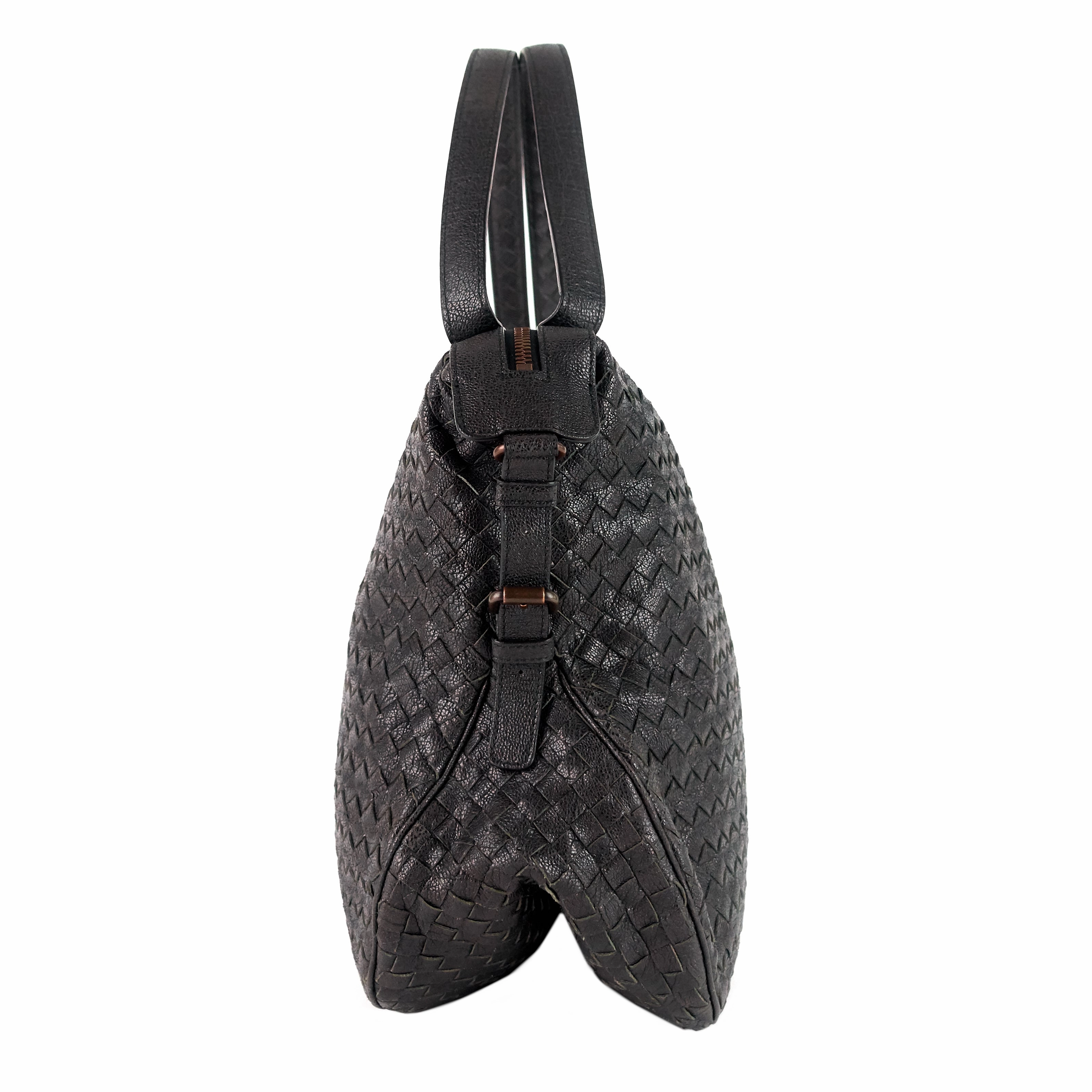 Zipped Intrecciato Nappa Leather Hobo Bag