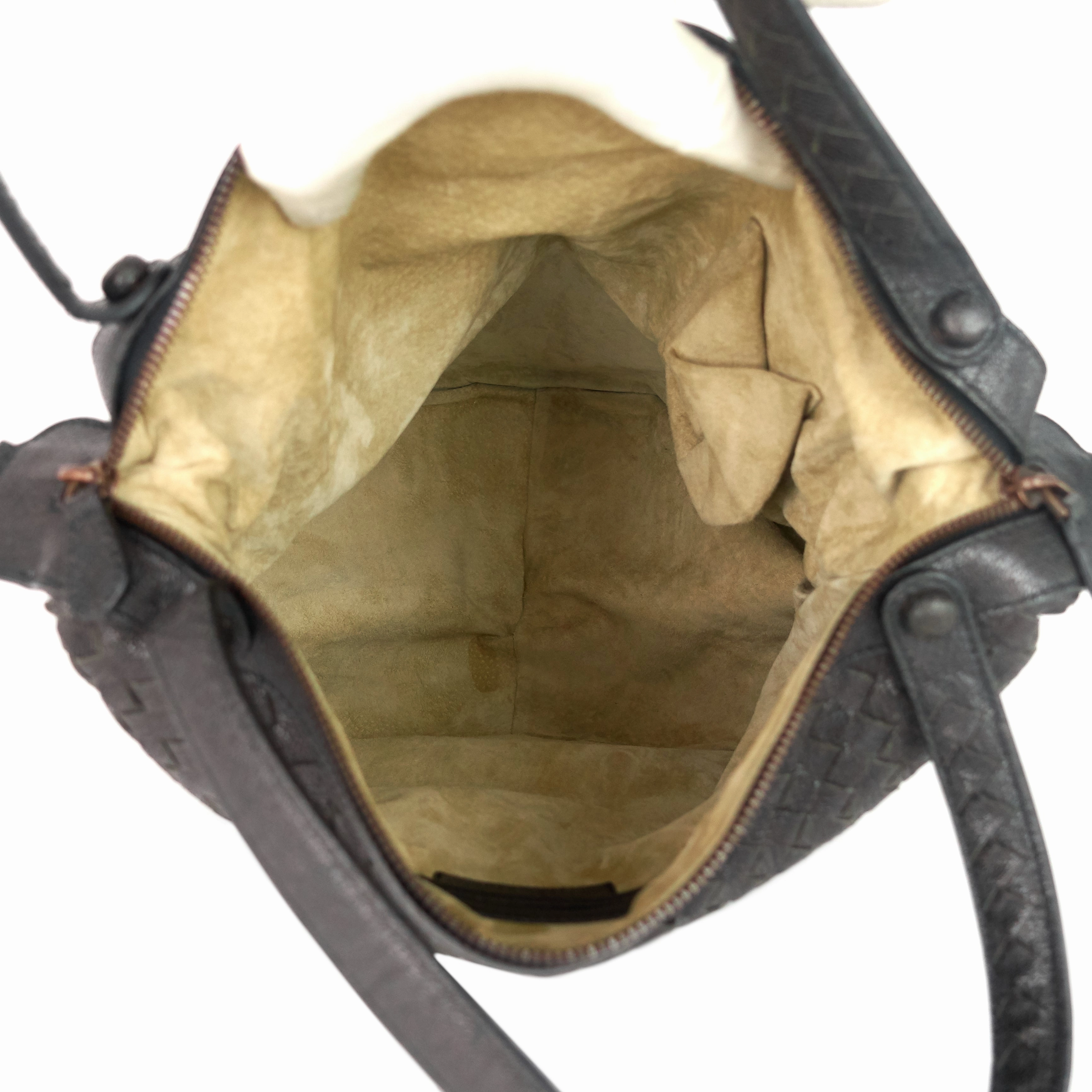 Zipped Intrecciato Nappa Leather Hobo Bag