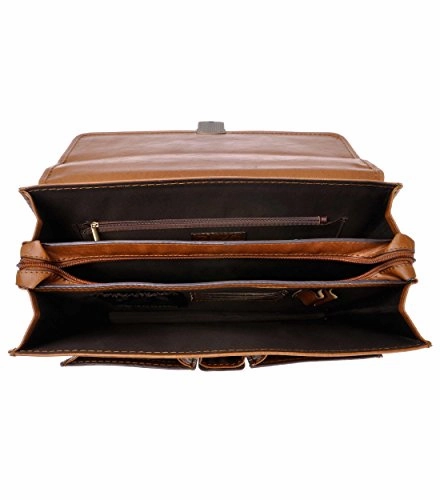 Zlyc Men Pu Leather Laptop Messenger Shoulder Bag Business Briefcase Top Handle Handbag, Brown