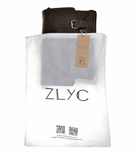 Zlyc Men Vintage Handmade Leather Messenger Bag Shoulder Briefcase Fit 14 Inch Laptop, Dark